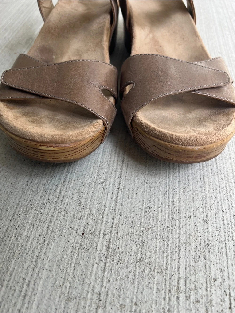 Dansko Laurie Taupe Leather Slingback Wedge Sandals EU 40